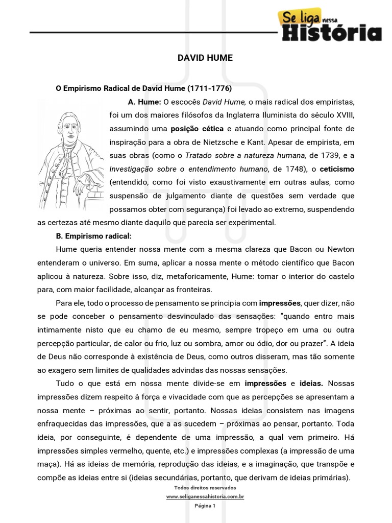 Empirismo Radical de David Hume | PDF | David Hume | Causalidade