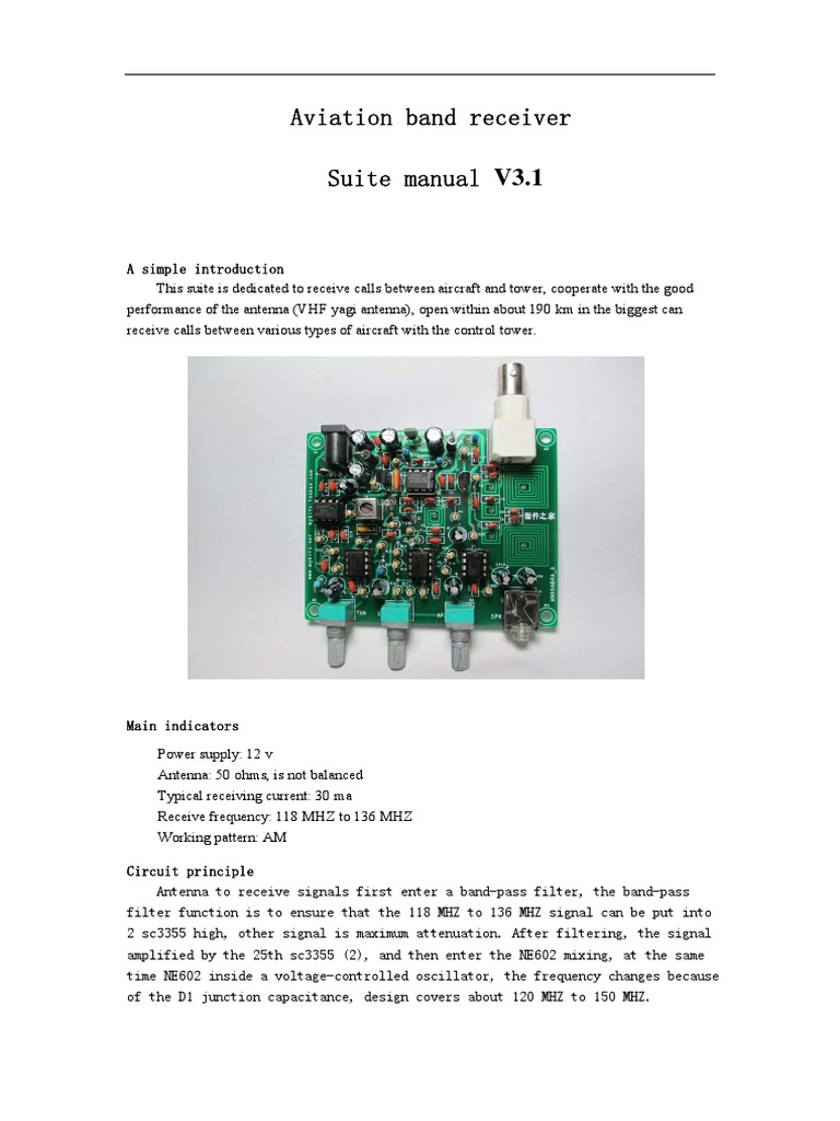 Manual Air Band Receiver PDF Amplifier Very High Frequency