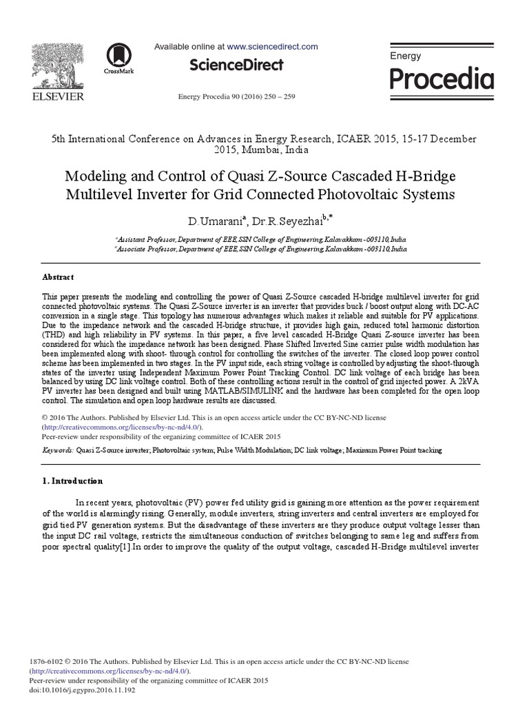 Modeling and Control of Quasi Z-Source Cascaded H-Bridge Multilevel ...