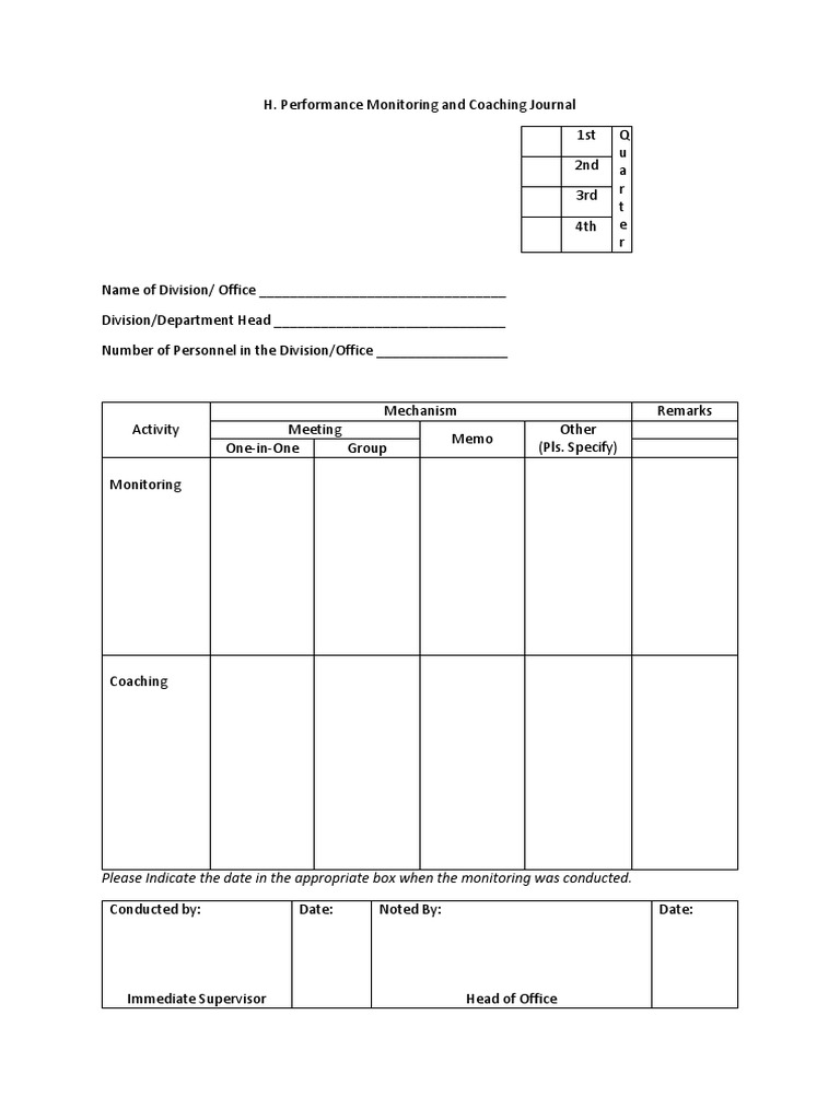Performance Monitoring Journal Template | PDF | Business