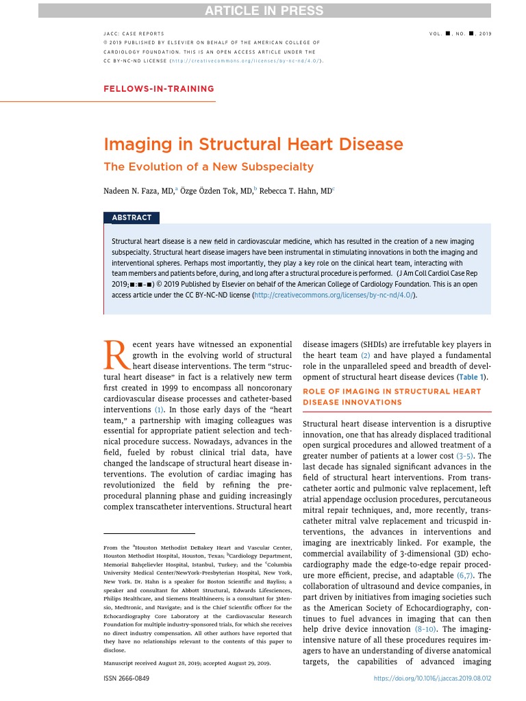 Imaging in Structural Heart Disease: The Evolution of A New ...
