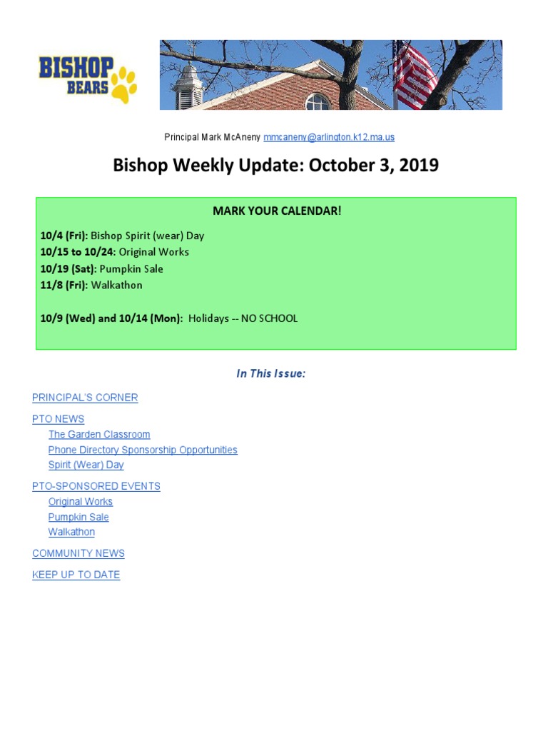 Bishop Weekly Update: October 3 2019 PDF Cognitive Science