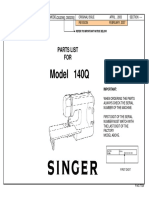 Parts list for Model 140Q sewing machine