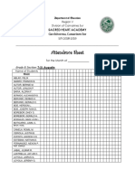 Attendance Sheet: Sacred Heart Academy