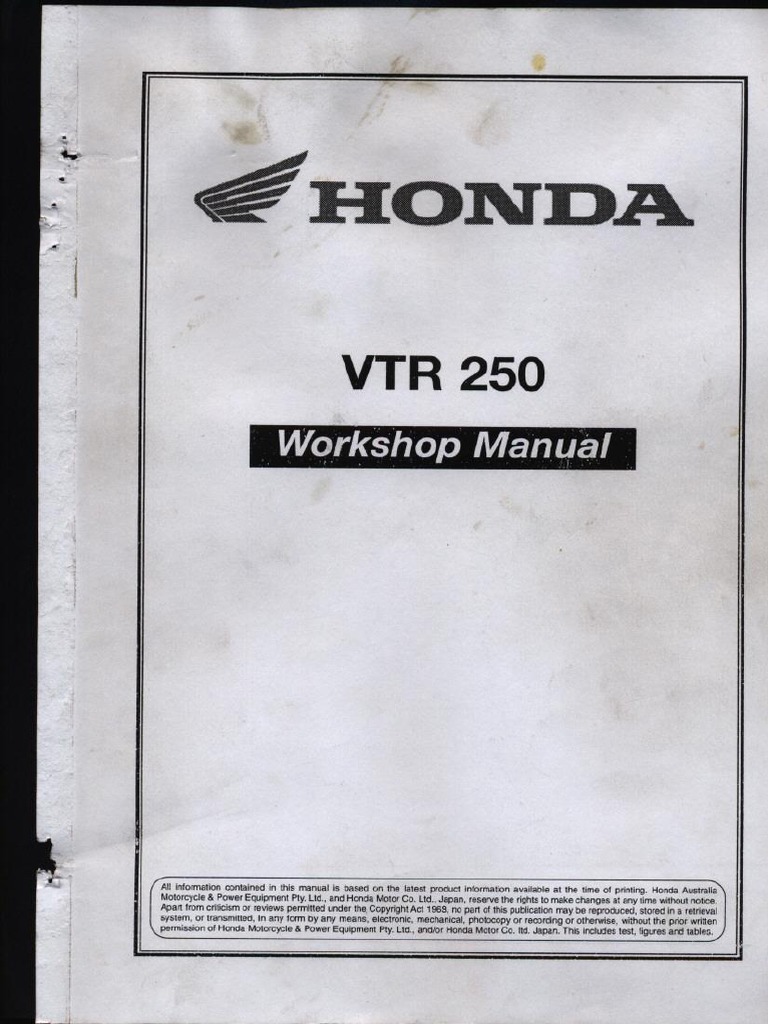 Honda VTR250 Service Manual | PDF