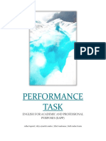 Performance Task: English For Academic and Professional Purposes (Eapp)