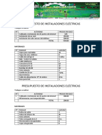 Presupuesto de Instalaciones Eléctricas