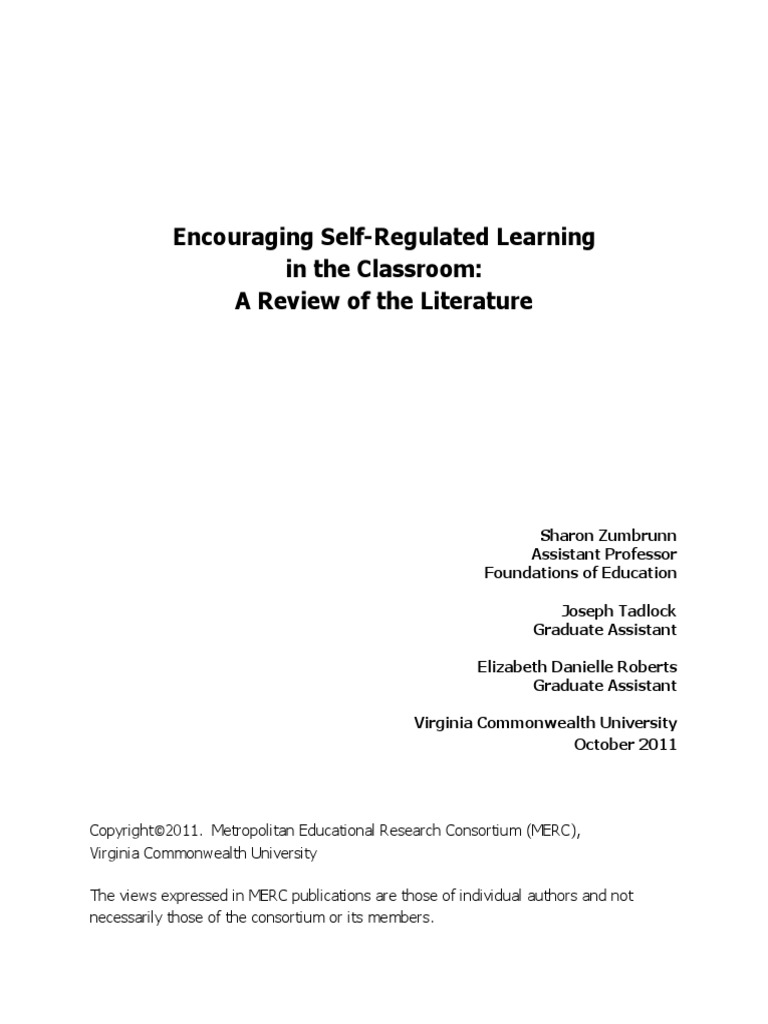 Self Regulated Learning PDF | PDF