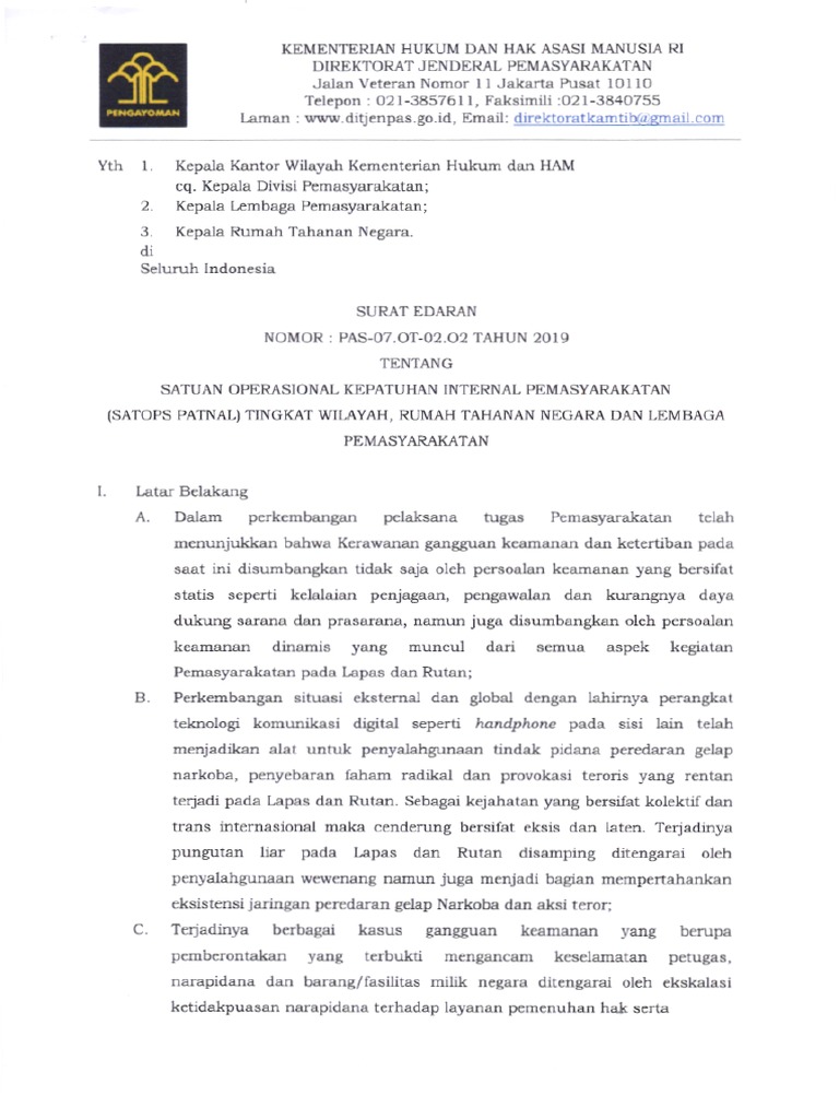 Edaran Dirjen Pas