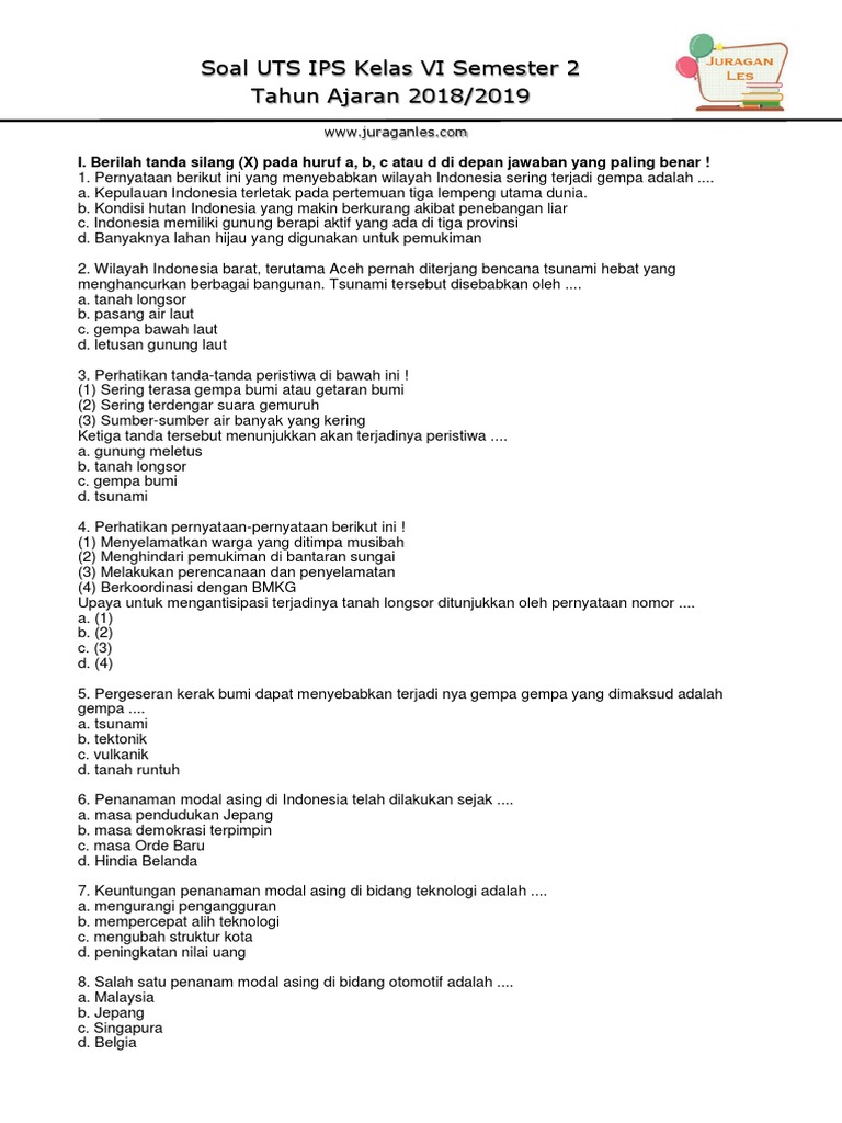 30+ Kunci Jawaban Uts Kelas 6 2018 Images