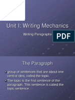 Unit I: Writing Mechanics