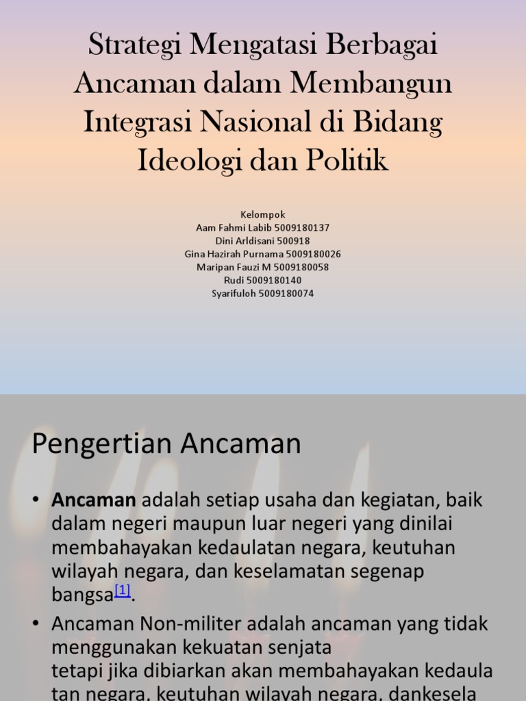 Strategi Mengatasi Berbagai Ancaman Dalam Membangun Integrasi Nasional