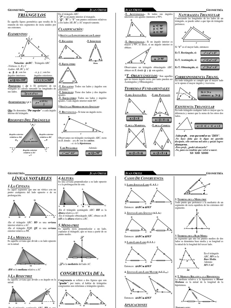 Propiedades y Clasificación de Triángulos | PDF | Triángulo | Circulo