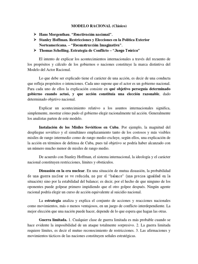 Modelos de Toma de Decisiones en Las RRII | PDF | Racionalidad ...