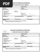 Salcedo Kitchen Solutions Inc.: Application For Leave of Absence