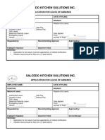 Salcedo Kitchen Solutions Inc.: Application For Leave of Absence