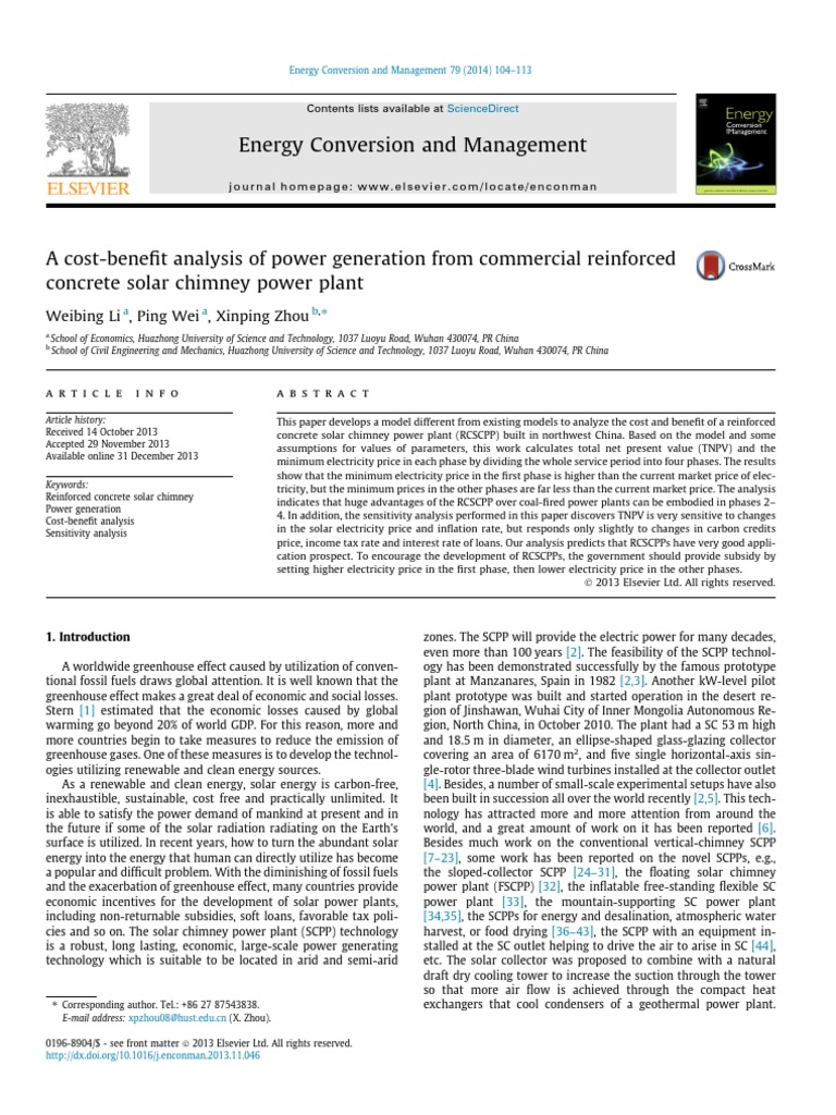 Cost-Benefit Analysis of Solar Chimney Power | PDF | Net Present Value ...