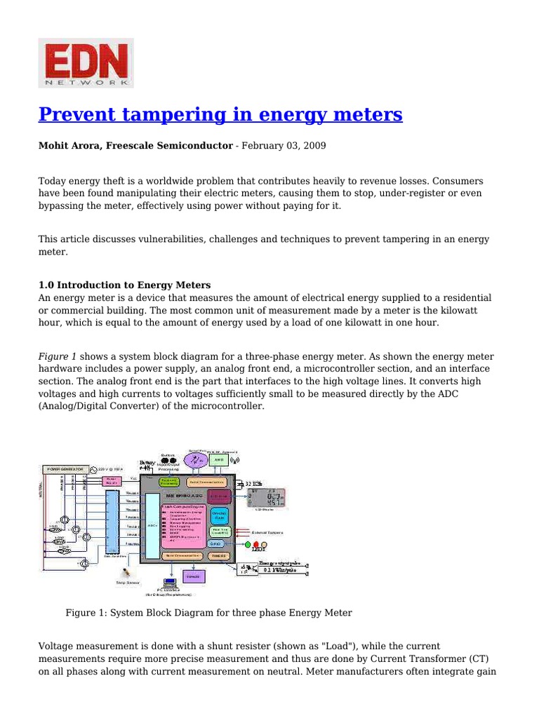 Preventing Energy Meter Tampering | PDF | Inductor | Electric Current