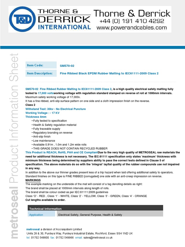 Fine Ribbed Black EPDM Rubber Matting for Electrical Safety