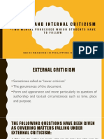 Lesson 1 - External and Internal Criticism