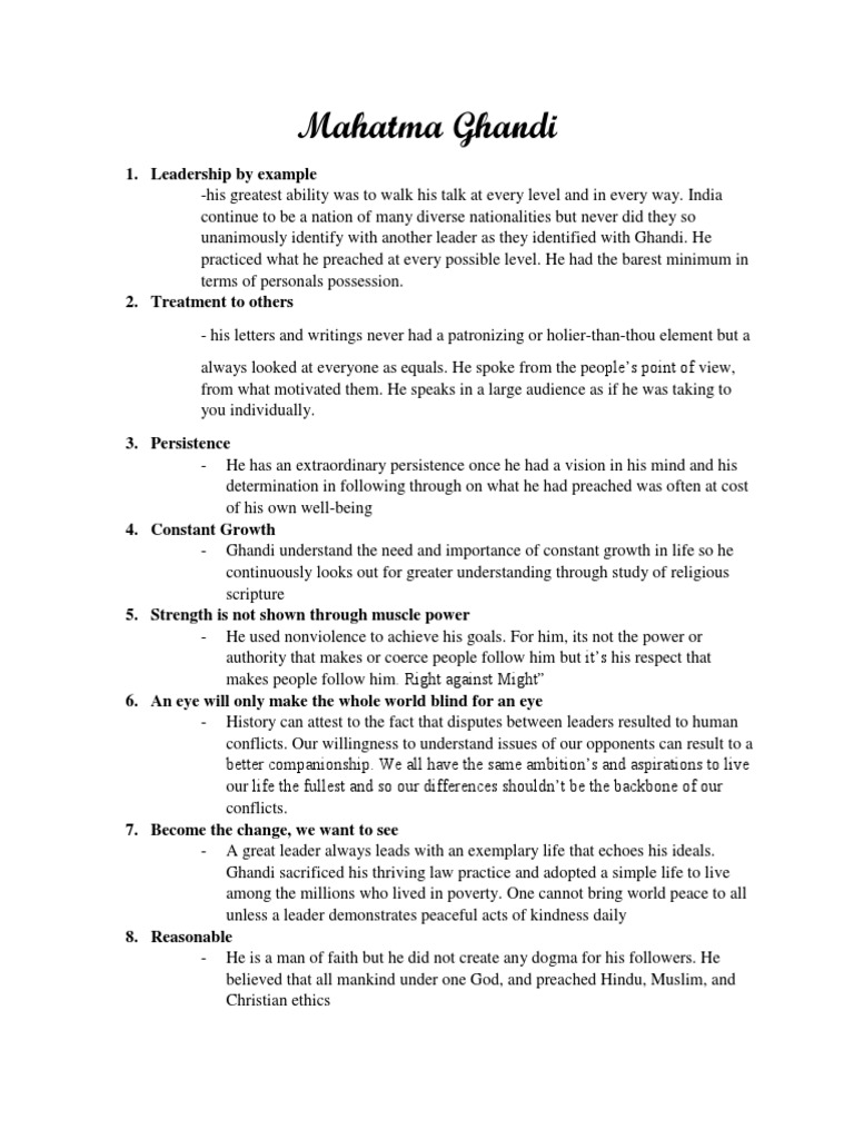 Mahatma Ghandi: 1. Leadership by Example | PDF | Mahatma Gandhi ...