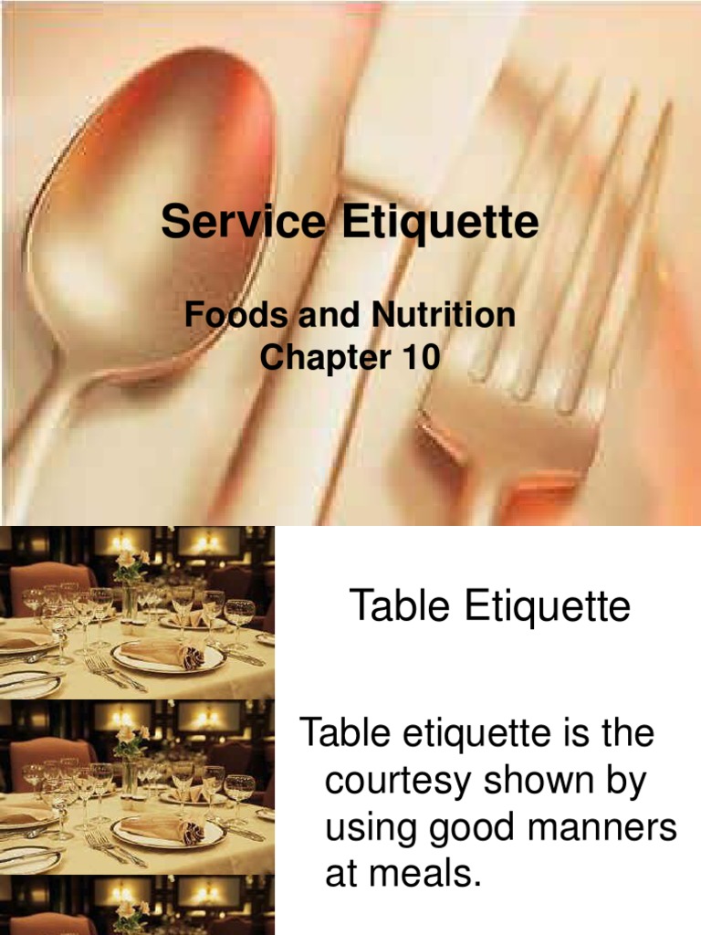 Service Etiquette PDF Tableware Eating Behaviors Of Humans