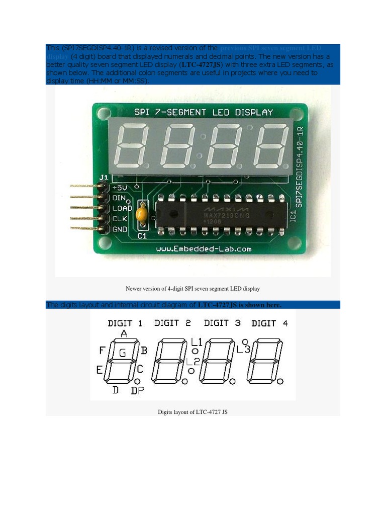 Newer Version of 4-Digit SPI Seven Segment LED Display | PDF
