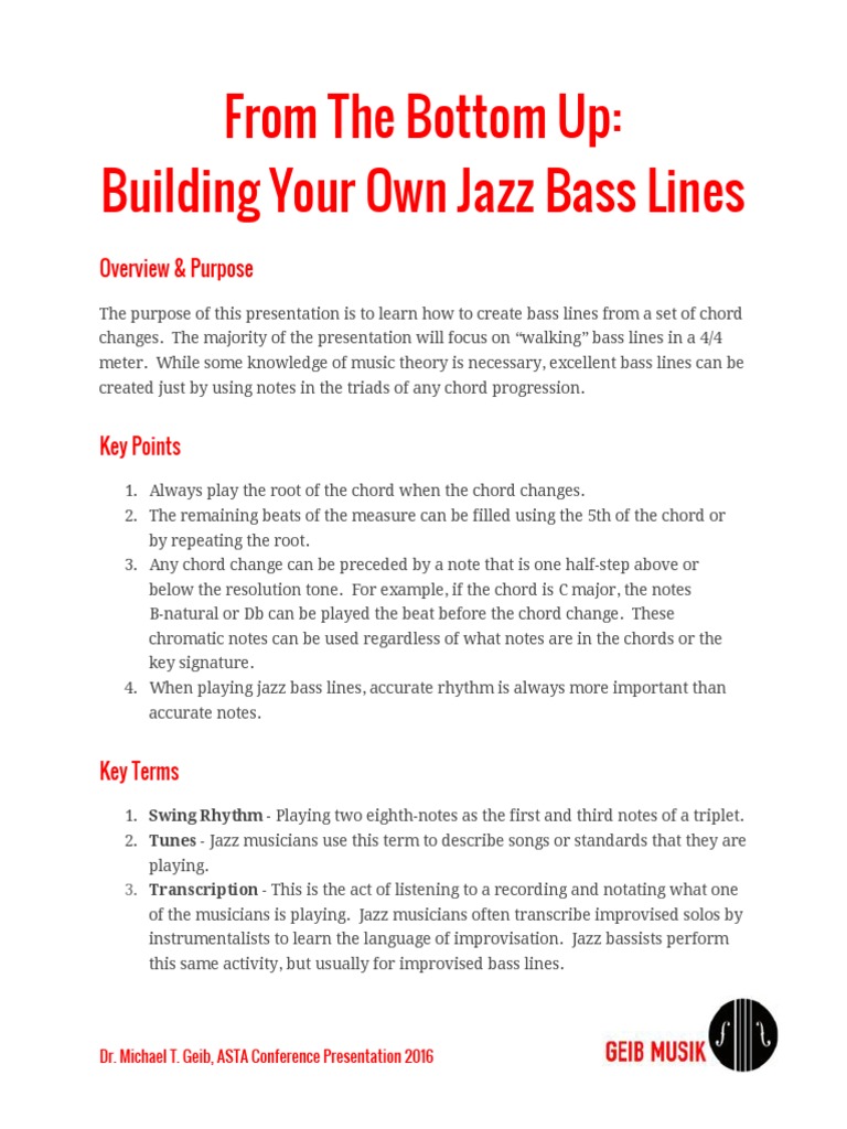 Jazz BassLines PDF Chord (Music) Musicology