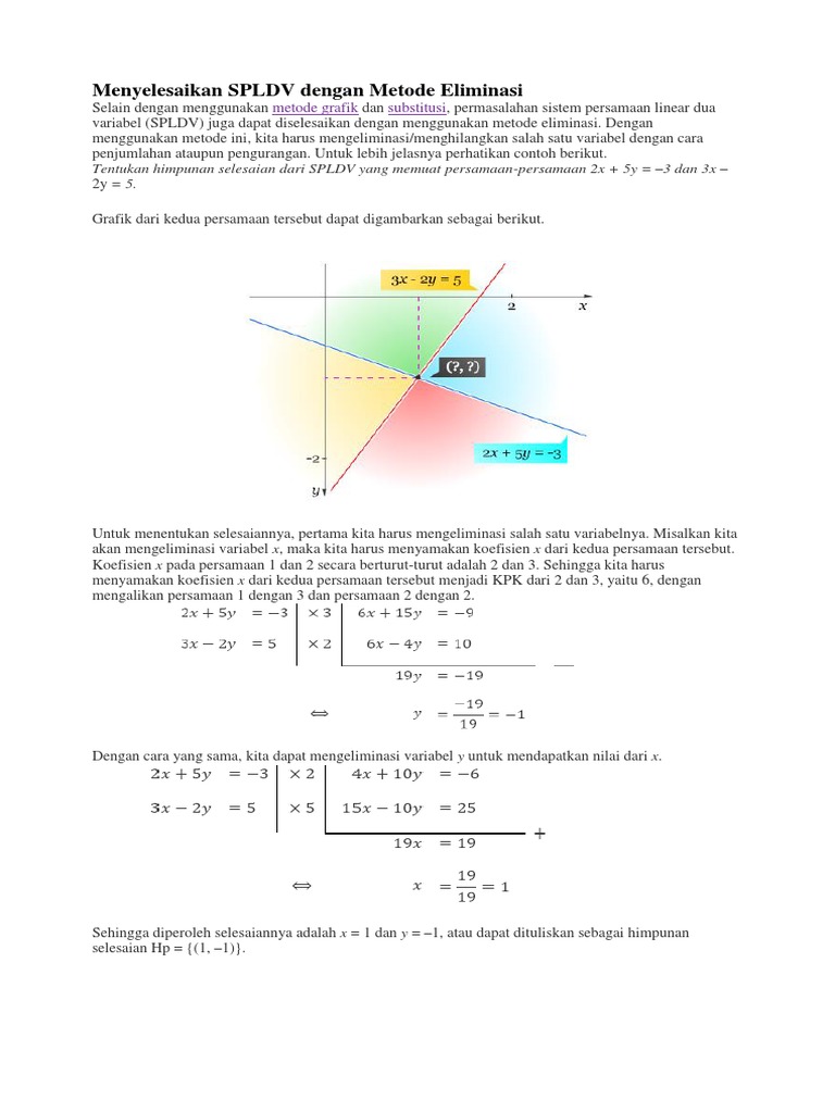 Penyelesaian SPLDV Metode Eliminasi | PDF