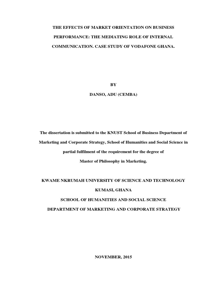 The Effects of Market Orientation On Business Performance - Vodafone ...