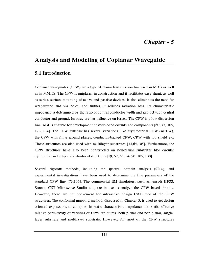 Analysis and Modeling of Coplanar Waveguide: Chapter - 5 | PDF ...