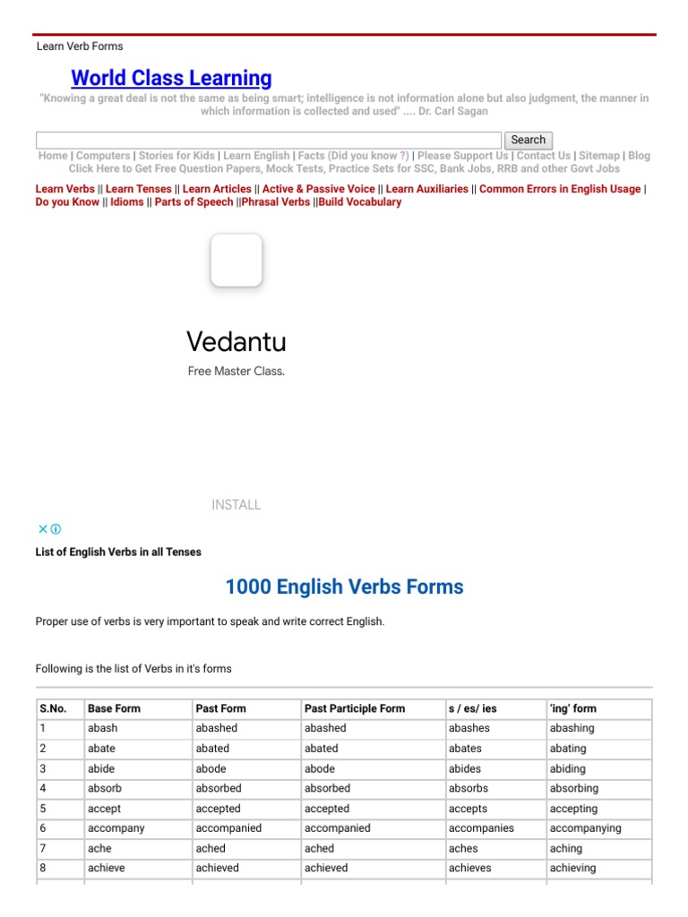 All Forms of Verbs | PDF | English Language | Verb