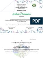 Certificate of Participation: Senior High School