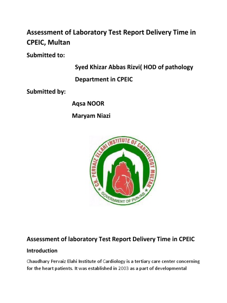 CPEIC Lab Report Delivery Time Study | PDF | Pathology | Emergency ...