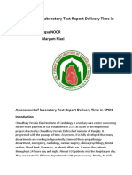 Assessment of Laboratory Test Report Delivery Time in CPEIC, Multan
