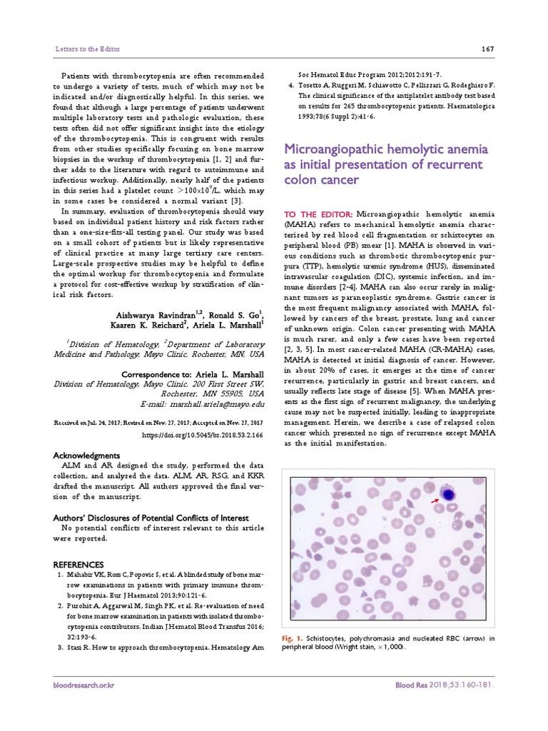 Microangiopathic hemolytic anemia as initial presentation of recurrent