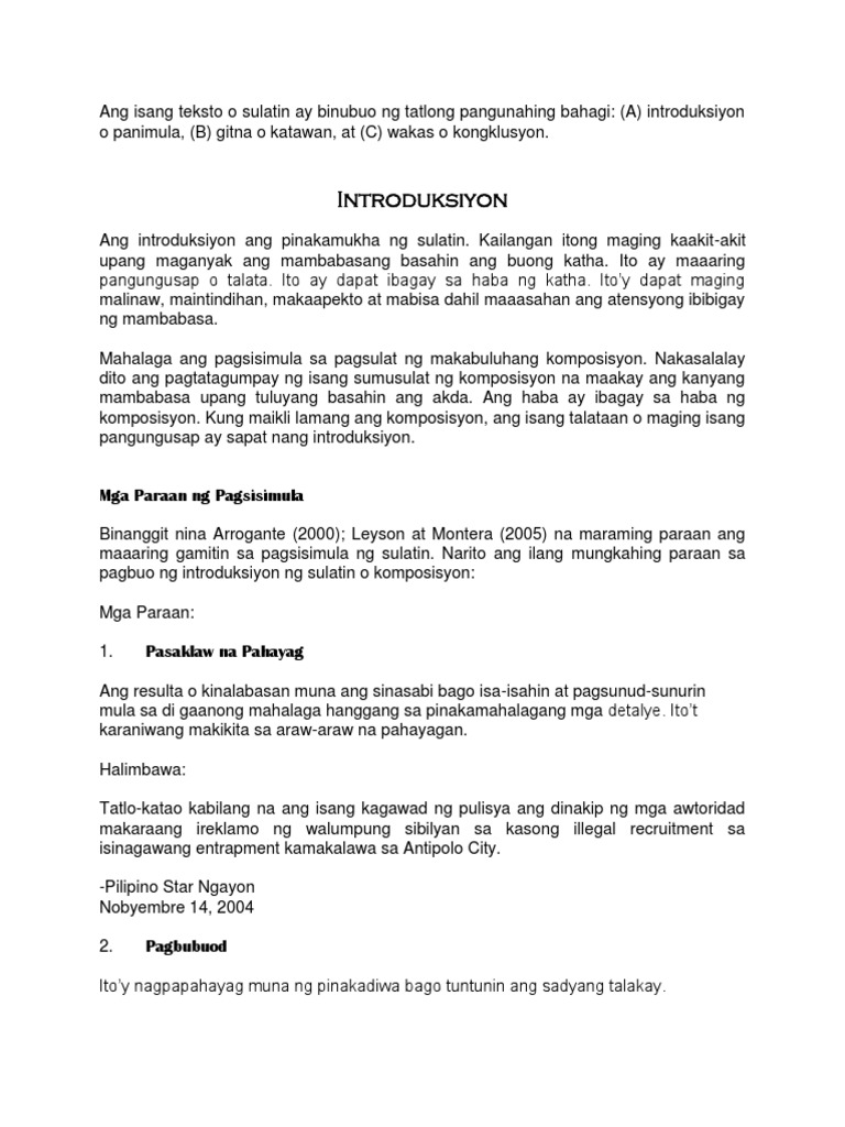 Introduksiyon: Mga Paraan NG Pagsisimula | PDF