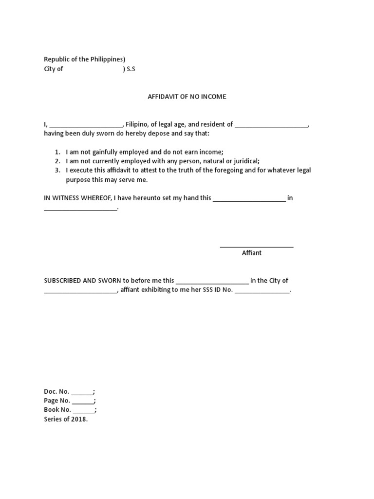 Affidavit of No Income | PDF