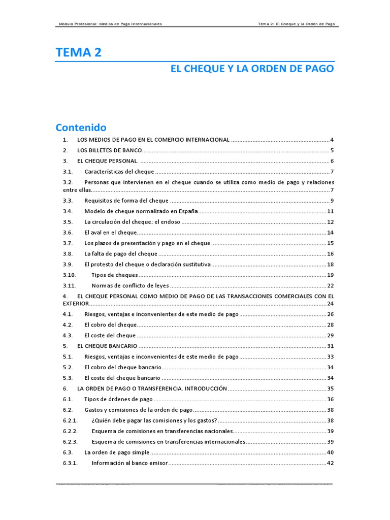Cheques y Orden de Pago | PDF | Cheque | Bancos