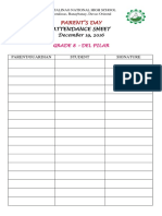 Attendance Sheet: Parent'S Day