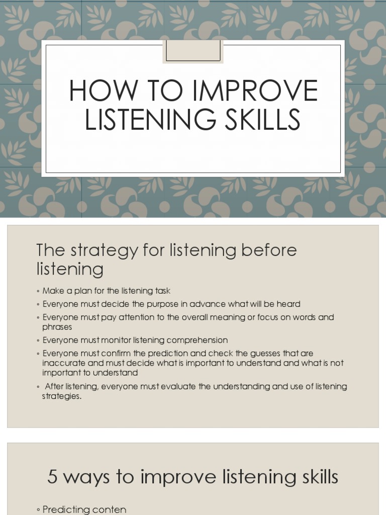 Effective Strategies for Listening Skills | PDF