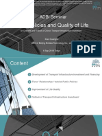 Public Policies and Quality of Life - An Overview and Outlook of People's Republic of China's Transport Infrastructure Investment