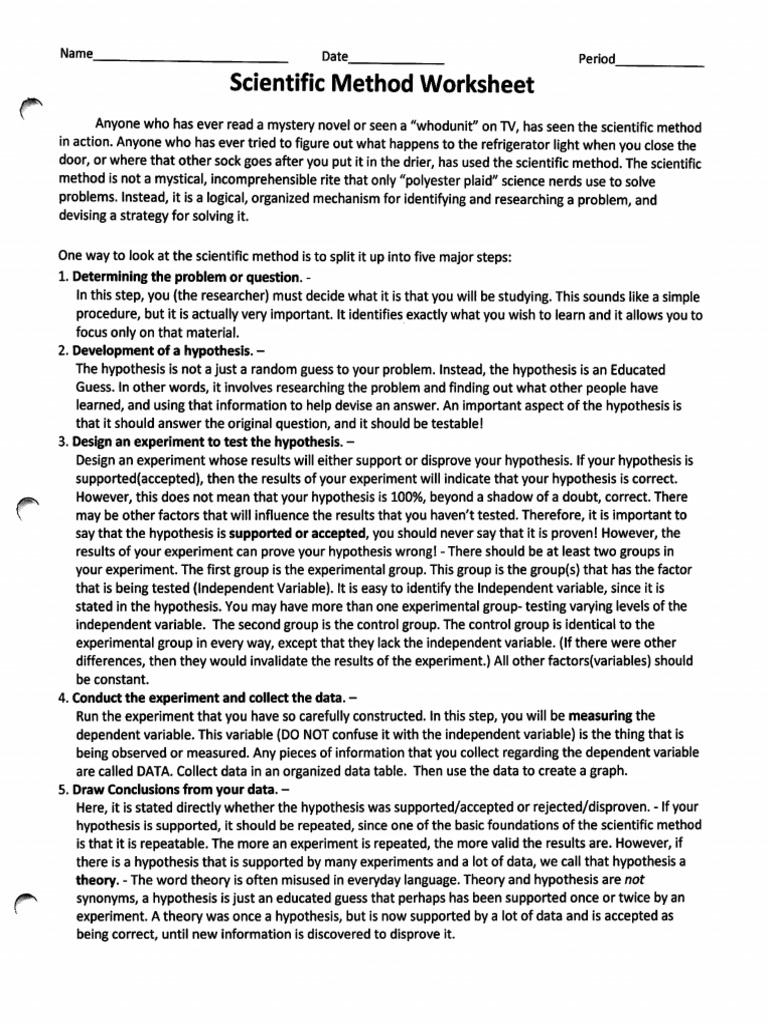 Scientific method worksheet pdf | pdf