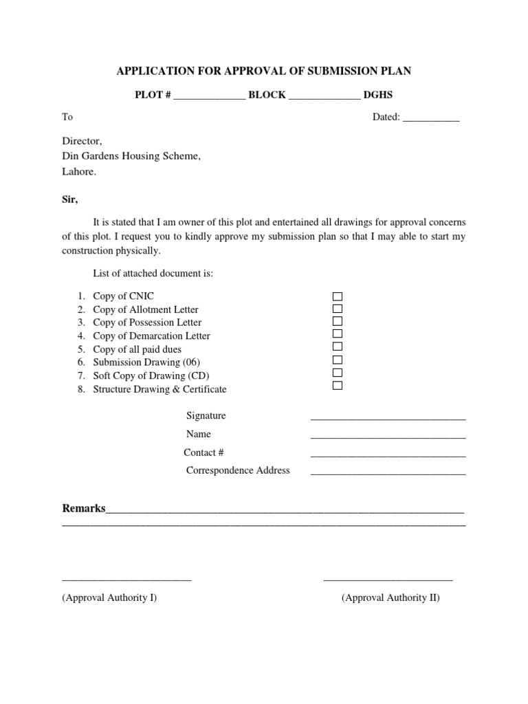 Approval Application for Submission Plan | PDF