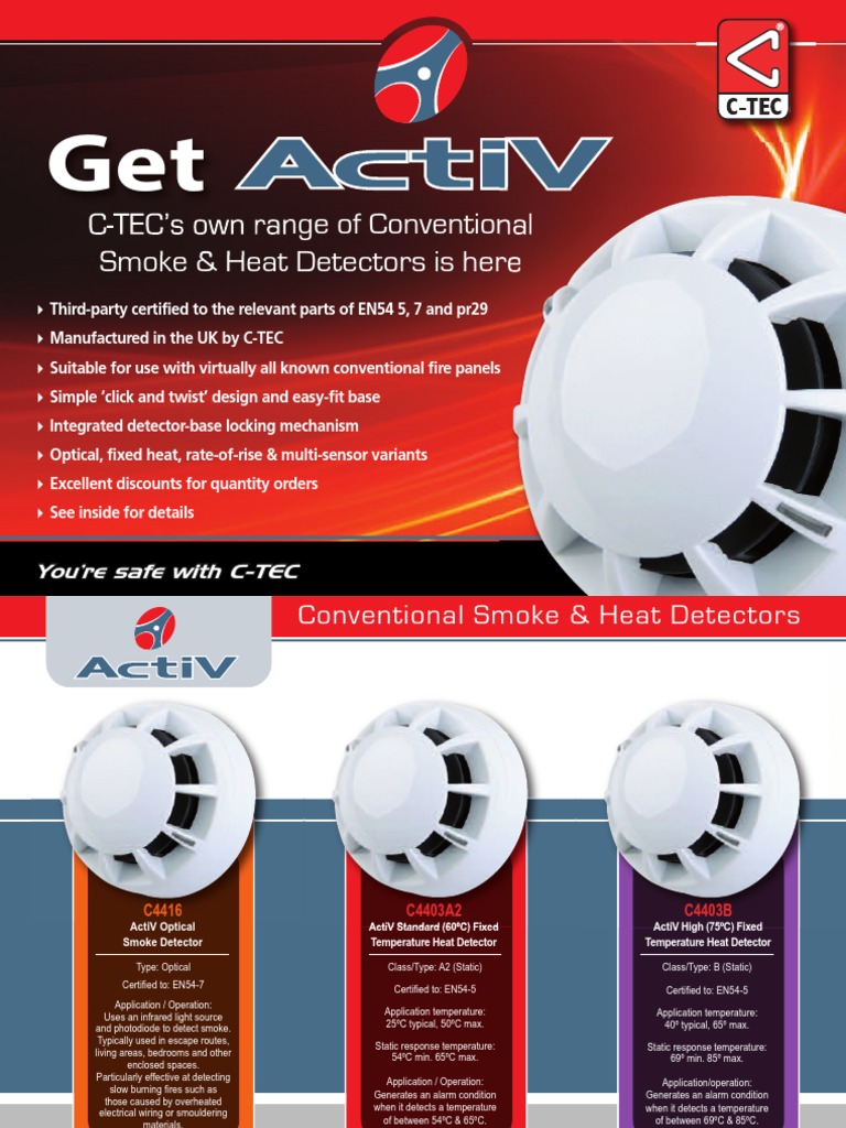 C4403A1R ActiV Rate Of Rise Heat Detector, C-TEC