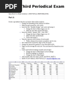 Excel Third Periodical Exam: Part A