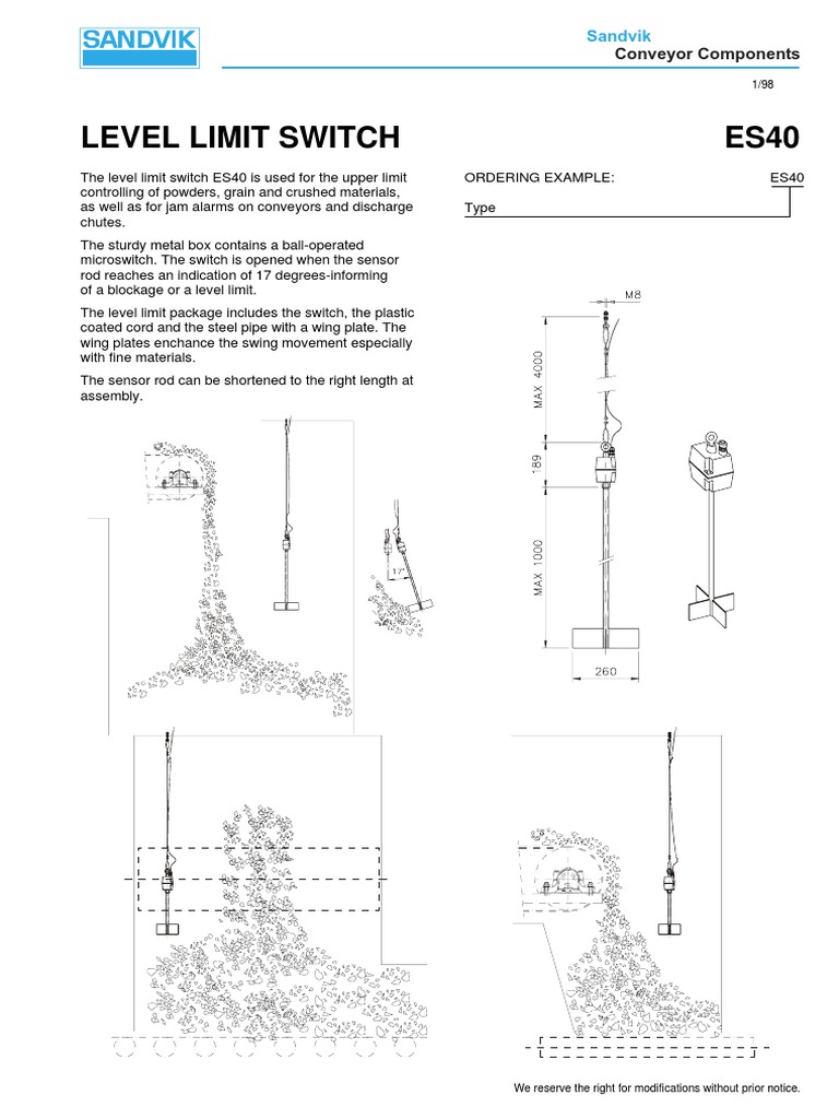 ES40 Level Limit Switch Overview | PDF