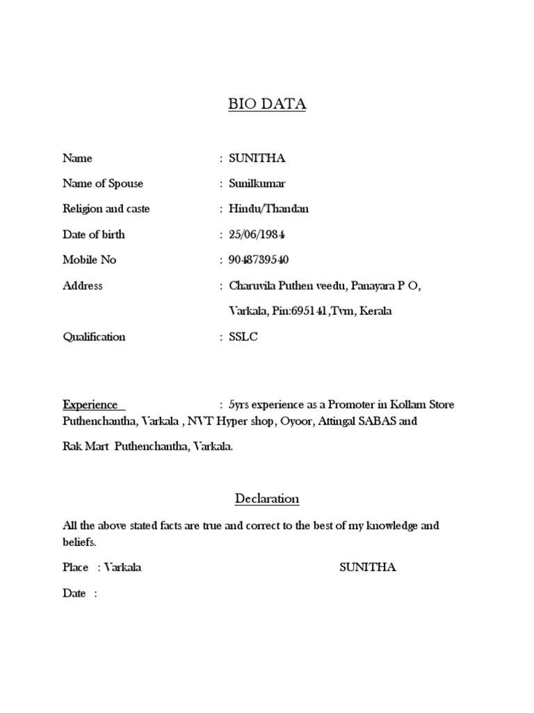 Bio Data | PDF image.