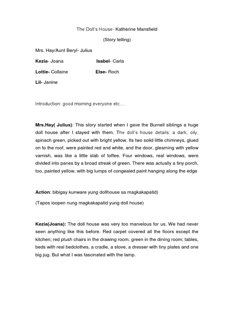 The Doll's House Script PDF Dolls Home