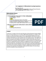 Summary Sheet For Assignment 2: Differentiated Learning Experience